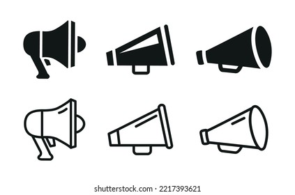 Megaphone Icons Set Vector Illustration. Advertising, Loudspeaker, Announcement Design Symbols
