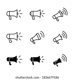 Megaphone-Symbole setzen Vektorgrafik auf trendigem Design