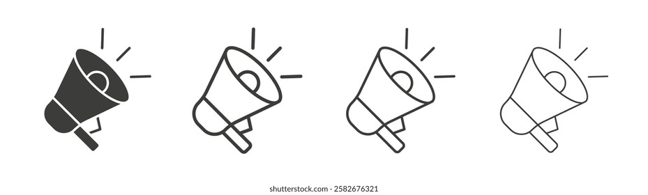 Megaphone icons set vectors graphic designs