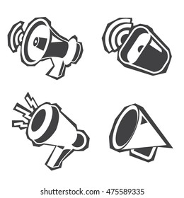 megaphone icons, sticker theme