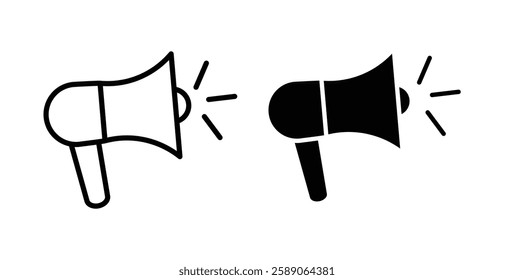 Megaphone icons thin line illustrations designs