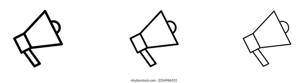 Megaphone icons in tree different stroke sizes