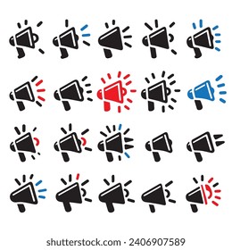 iconos megáfonos. ilustración vectorial. conjunto de iconos de megáfono