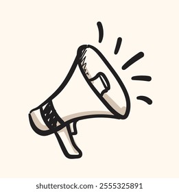 Megaphone With illustration style doodle and line art
