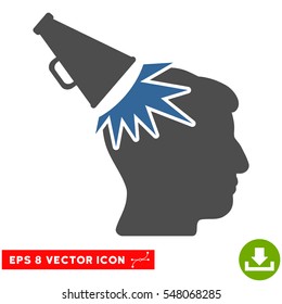Megaphone Impact Head EPS vector icon. Illustration style is flat iconic bicolor cobalt and gray symbol on white background.