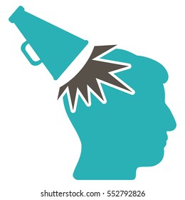Megaphone Impact Head vector icon. Style is flat graphic bicolor symbol, grey and cyan colors, white background.