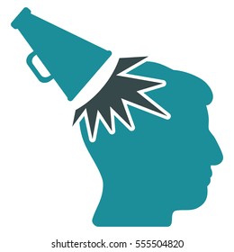 Megaphone Impact Head vector icon. Style is flat graphic bicolor symbol, soft blue colors, white background.