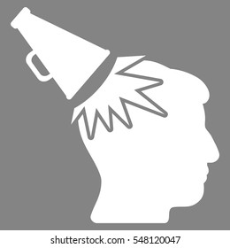 Megaphone Impact Head vector pictogram. Style is flat graphic symbol, white color, gray background.