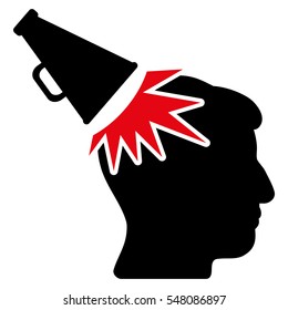 Megaphone Impact Head vector pictograph. Style is flat graphic bicolor symbol, intensive red and black colors, white background.