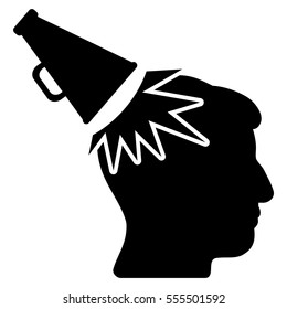 Megaphone Impact Head vector pictograph. Style is flat graphic symbol, black color, white background.