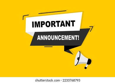 Megaphone with Important announcement. Banner for business, marketing and advertising. Loudspeaker. Important announcement. Vector illustration