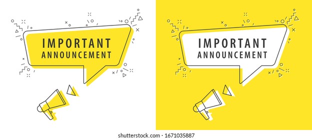 Megaphone with important message speech bubble. Loudspeaker. Banner for business, marketing and advertising. Vector illustration.