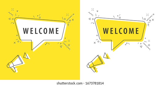 Megáfono con una importante burbuja de discurso de mensajes. Altavoz. Cartel para negocios, marketing y publicidad. Ilustración vectorial.