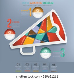 Megaphone info graphic design,clean vector