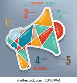Megaphone info graphic design,clean vector