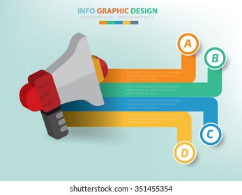 Megaphone info graphic design,label for text,vector