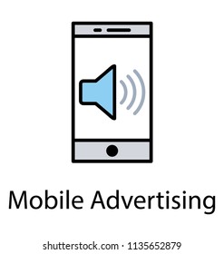 
Megaphone inside mobile screen, infographic for advertising 

