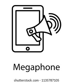 
Megaphone inside mobile screen, infographic for advertising 
