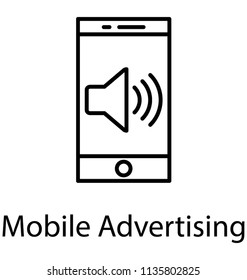 
Megaphone inside mobile screen, infographic for advertising 
