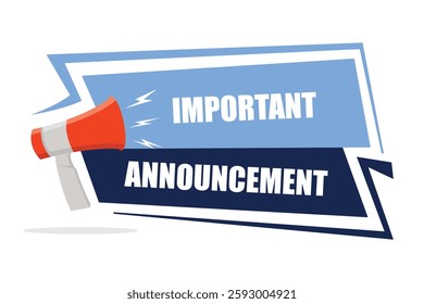 Megaphone with 'interesting news's speech bubble. Loudspeaker. Banner for business, marketing, promotion and advertising. Flat illustration.
