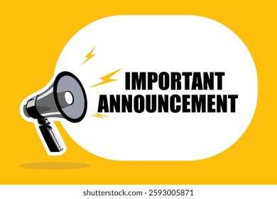 Megaphone with 'interesting news's speech bubble. Loudspeaker. Banner for business, marketing, promotion and advertising. Flat illustration.
