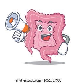 With megaphone intestine character cartoon style