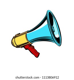 megaphone isolate on white background. Pop art retro vector illustration kitsch vintage drawing