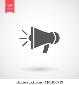 Megaphone Isolated Flat Web Mobile Icon Vector Sign Symbol Button Element Silhouette. Noisy Loudspeaker - Carbon