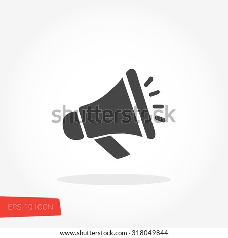 Megaphone Isolated Flat Web Mobile Icon / Vector / Sign / Symbol / Button / Element / Silhouette