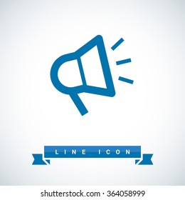 Megaphone isolated minimal flat icon. Loudspeaker line vector icon for websites and applications minimalistic flat design.