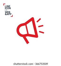 Megaphone isolated minimal flat icon. Loudspeaker line vector icon for websites and applications minimalistic flat design.