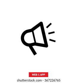 Megaphone isolated minimal flat icon. Loudspeaker line vector icon for websites and applications minimalistic flat design.