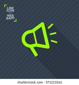 Megaphone isolated minimal flat icon. Loudspeaker line vector icon for websites and applications minimalistic flat design.