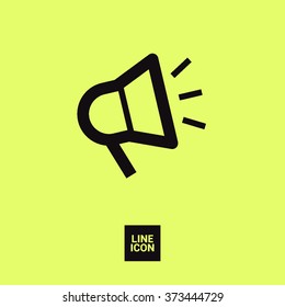 Megaphone isolated minimal flat icon. Loudspeaker line vector icon for websites and applications minimalistic flat design.
