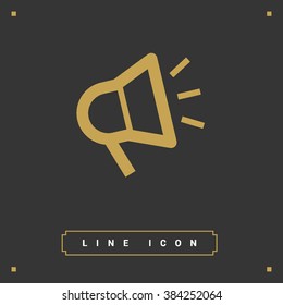 Megaphone isolated minimal flat icon. Loudspeaker line vector icon for websites and applications minimalistic flat design.