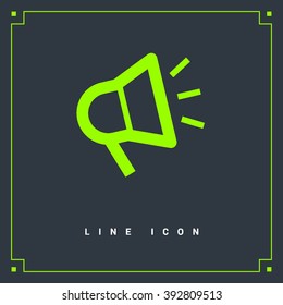 Megaphone isolated minimal flat icon. Loudspeaker line vector icon for websites and applications minimalistic flat design.