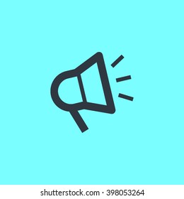 Megaphone isolated minimal flat icon. Loudspeaker line vector icon for websites and applications minimalistic flat design.