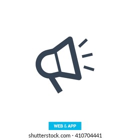 Megaphone isolated minimal flat icon. Loudspeaker line vector icon for websites and applications minimalistic flat design.