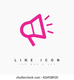 Megaphone isolated minimal flat icon. Loudspeaker line vector icon for websites and applications minimalistic flat design.
