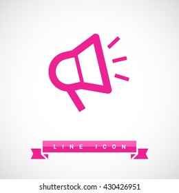 Megaphone isolated minimal flat icon. Loudspeaker line vector icon for websites and applications minimalistic flat design.
