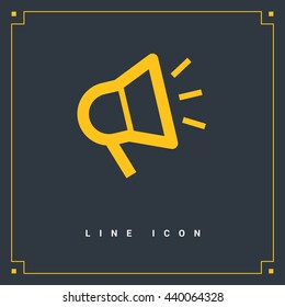 Megaphone isolated minimal flat icon. Loudspeaker line vector icon for websites and applications minimalistic flat design.