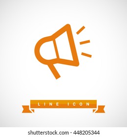 Megaphone isolated minimal flat icon. Loudspeaker line vector icon for websites and applications minimalistic flat design.