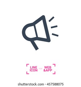Megaphone isolated minimal flat icon. Loudspeaker line vector icon for websites and applications minimalistic flat design.