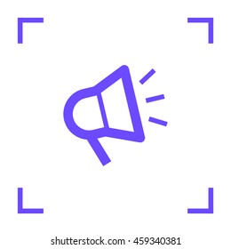 Megaphone isolated minimal flat icon. Loudspeaker line vector icon for websites and applications minimalistic flat design.
