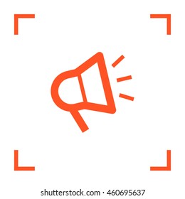 Megaphone isolated minimal flat icon. Loudspeaker line vector icon for websites and applications minimalistic flat design.