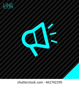 Megaphone isolated minimal flat icon. Loudspeaker line vector icon for websites and applications minimalistic flat design.