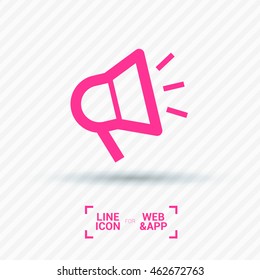 Megaphone isolated minimal flat icon. Loudspeaker line vector icon for websites and applications minimalistic flat design.