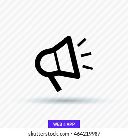 Megaphone isolated minimal flat icon. Loudspeaker line vector icon for websites and applications minimalistic flat design.
