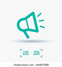 Megaphone isolated minimal flat icon. Loudspeaker line vector for websites and applications minimalistic design.
