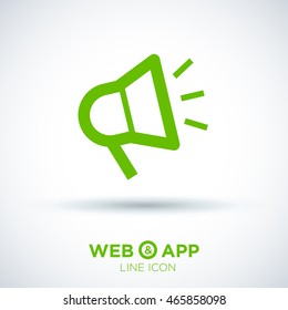 Megaphone isolated minimal flat icon. Loudspeaker line vector icon for websites and applications minimalistic flat design.